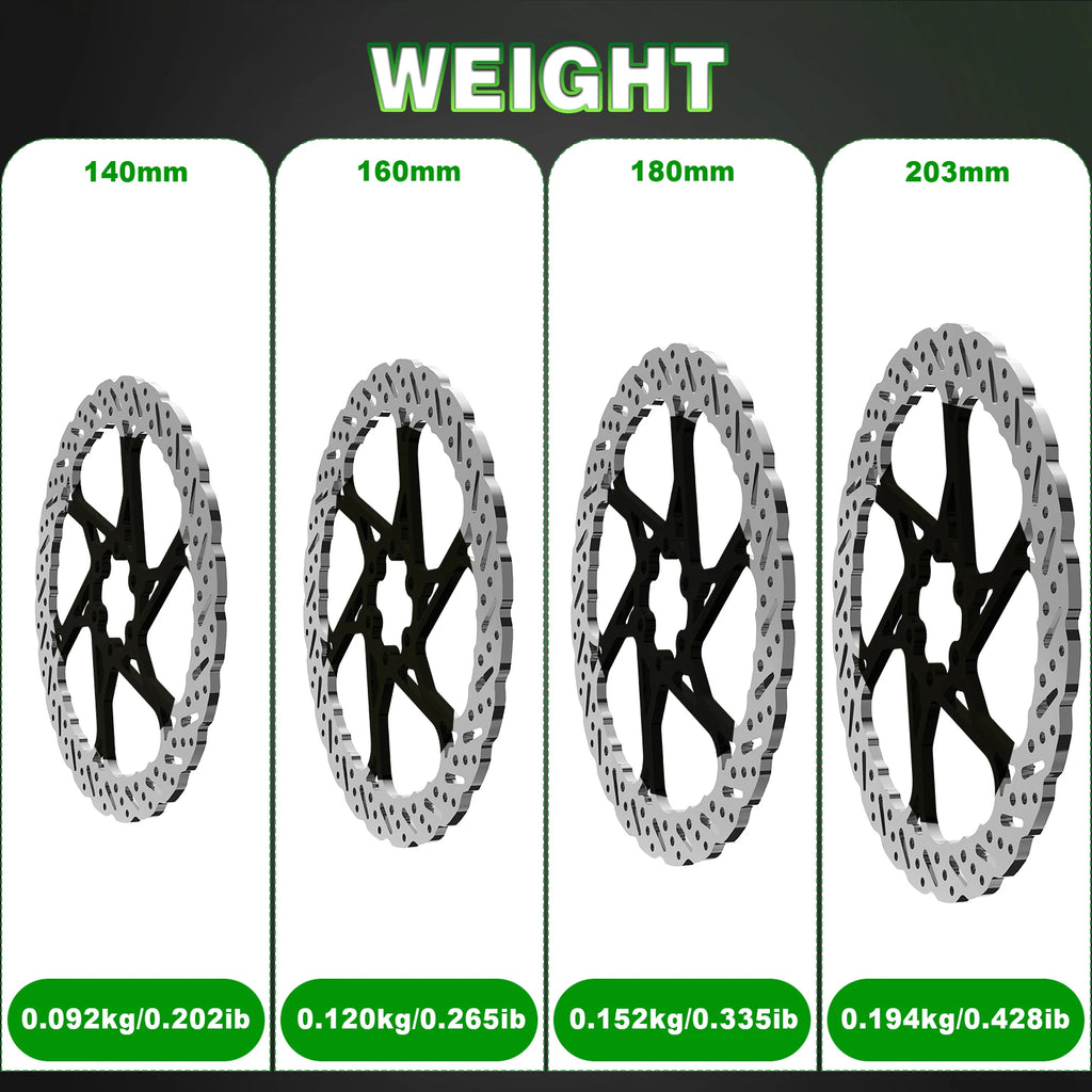 BUCKLOS 140/160/180/203mm Bike Brake Disc Stainless Steel Bicycle Brake Rotors Road MTB Bike Rotor 6-Bolt Cycling Disc