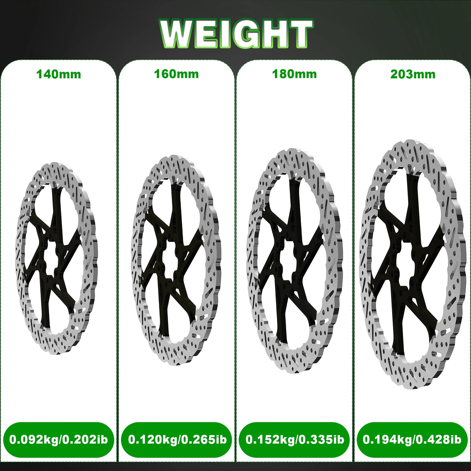 BUCKLOS 140/160/180/203mm Bike Brake Disc Stainless Steel Bicycle Brake Rotors Road MTB Bike Rotor 6-Bolt Cycling Disc