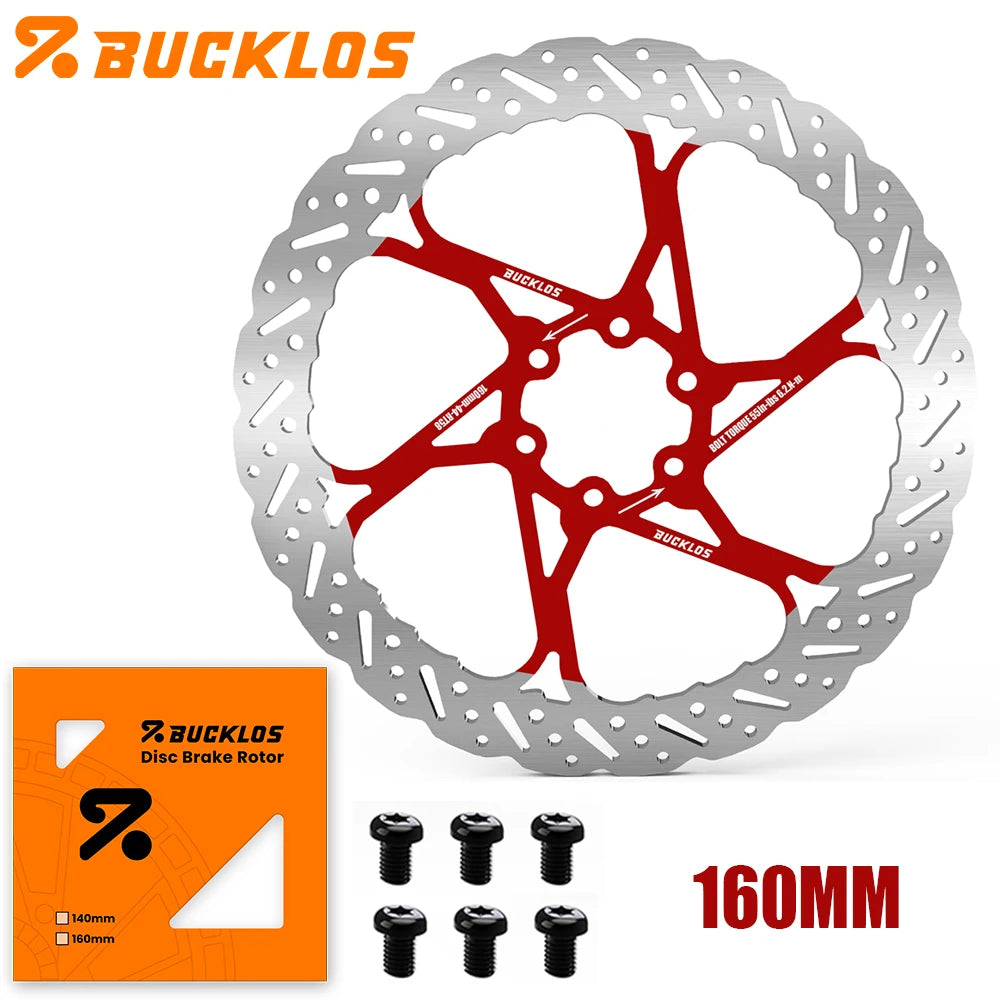 BUCKLOS 140/160/180/203mm Bike Brake Disc Stainless Steel Bicycle Brake Rotors Road MTB Bike Rotor 6-Bolt Cycling Disc