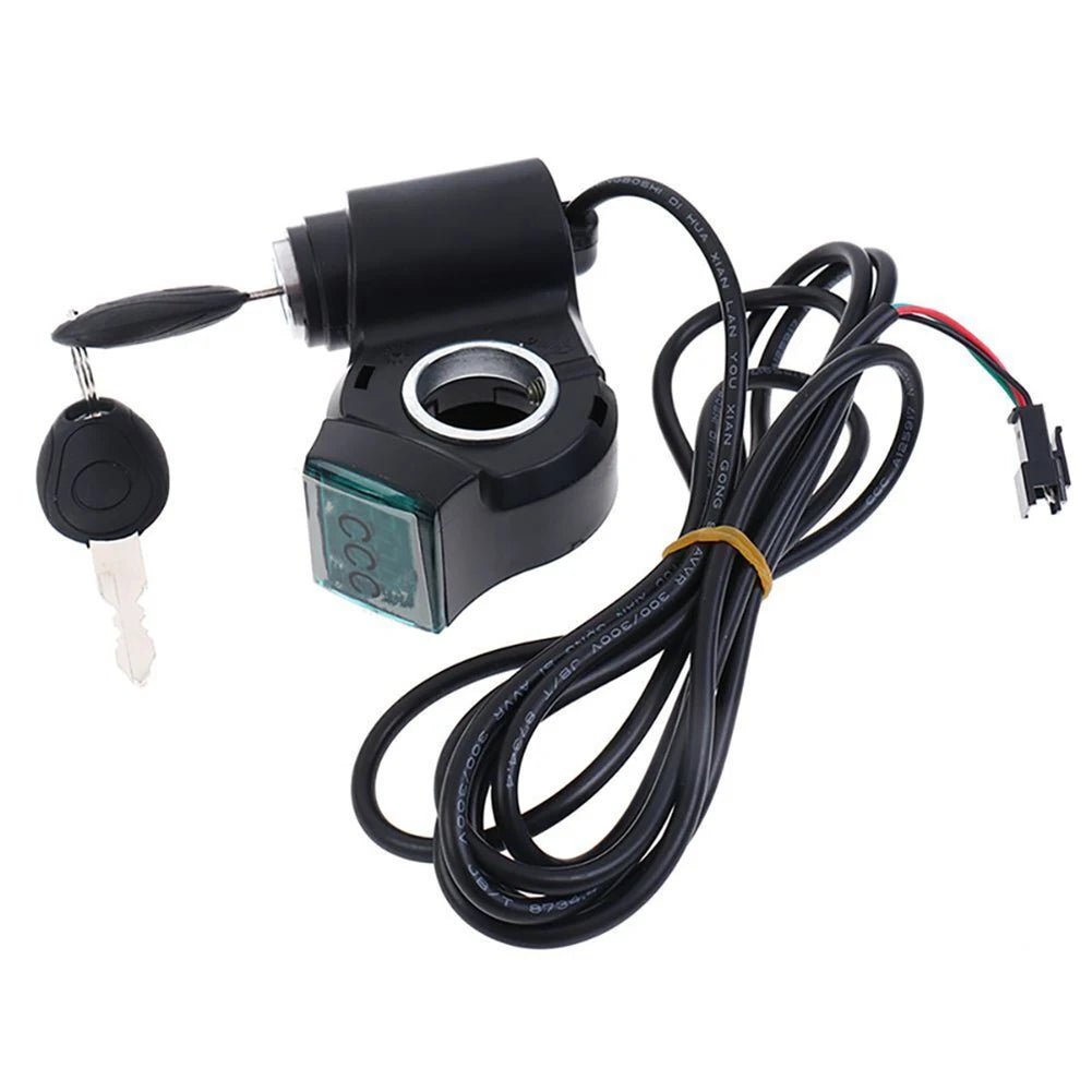 E-bike Power Switch Lock Display Thumb Throttle With Key 12V-84V Electric Scooter Handlebars Ignition Switch Key Power Lock