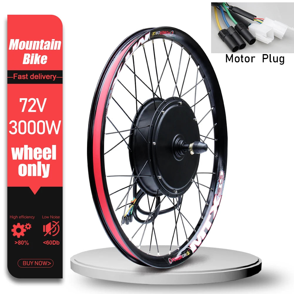 72V 3000W MTX39 E-Bike Conversion Kit Brushelss Gearless Rear Wheel Hub Motor For Electric Bicycle Conversion Kit 26-29inch 700C