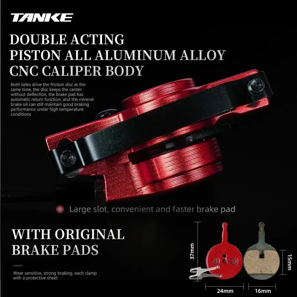 TANKE Mountain Bike Hydraulic Disc Brake Kit with 160mm Rotors, Hydraulic Calipers, Front and Rear Mounts, and 22.2mm Handlebar