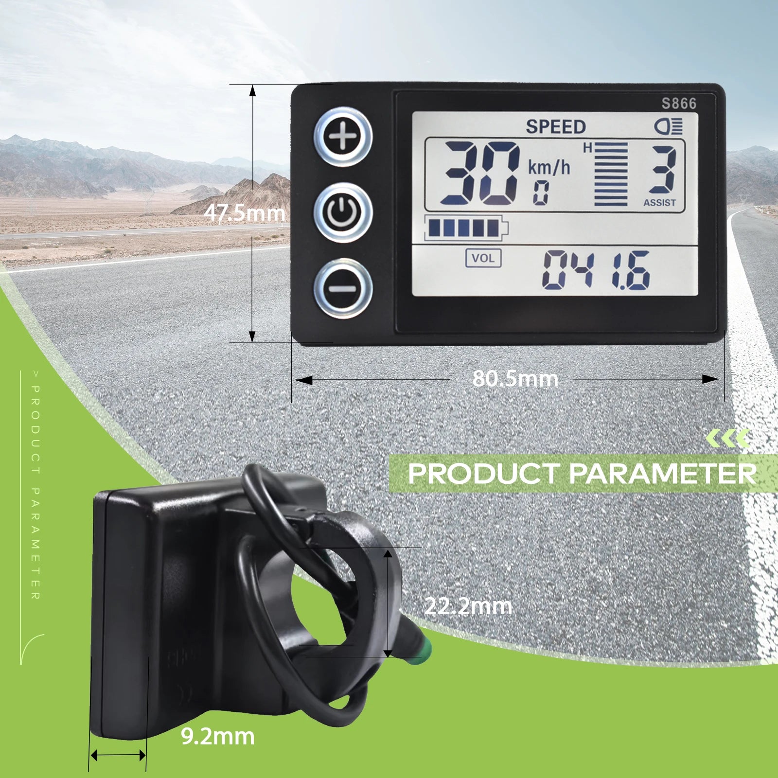 S866 Electric Bicycle Display Digital Cable Ebike Smart Bike Computer Bicycle Speedometer Waterproof Road Mtb Cycling Odometer