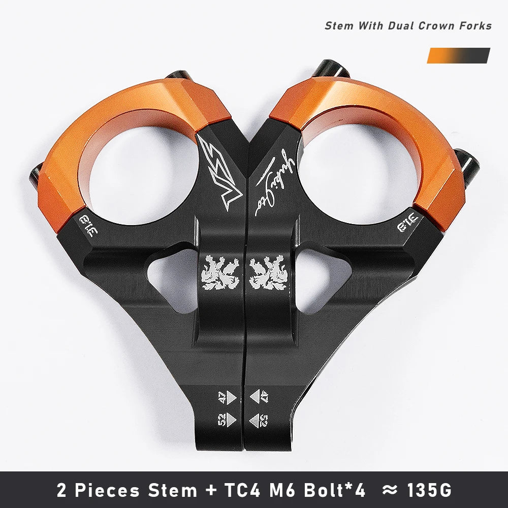KRSEC MTB Bike Stem + TC4 M6 Bolts CNC Aluminum Alloy Downhill Bicycle Handlebar 31.8mm DH/AM/FR Bike Accessories