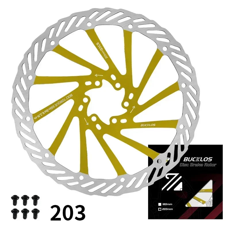 BUCKLOS Ultralight MTB Bike Hydraulic Disc Brake Rotor 160/180/203mm Mountain Road Racing Bicycle Brake Disc with 6 Free Bolts