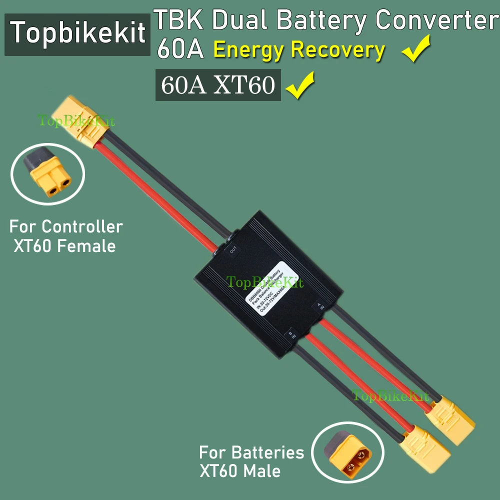 Ebike Dual Battery Discharge Converter Connection Adapter Switcher 20-100V 20A/30/40A/80A/120A Double Battery Balanced Discharge
