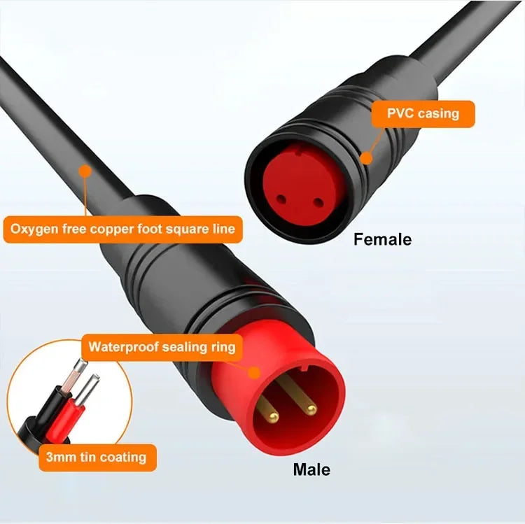 5/20/100Pcs Julet M6 M8 Waterproof Electric Bicycle Butt Joint Plug Male Female Ebike 4 Pin Display Cable Connector Wire 20cm