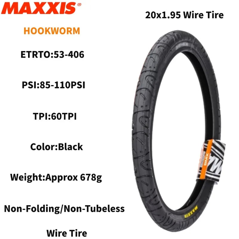 Maxxis HOOKWORM 20×1.95/24×2.5/26×2.5/27.5×2.5/29×2.5 BMX/Dirt Jump/Pump Track/Urban Wire Bead Bicycle Tyre