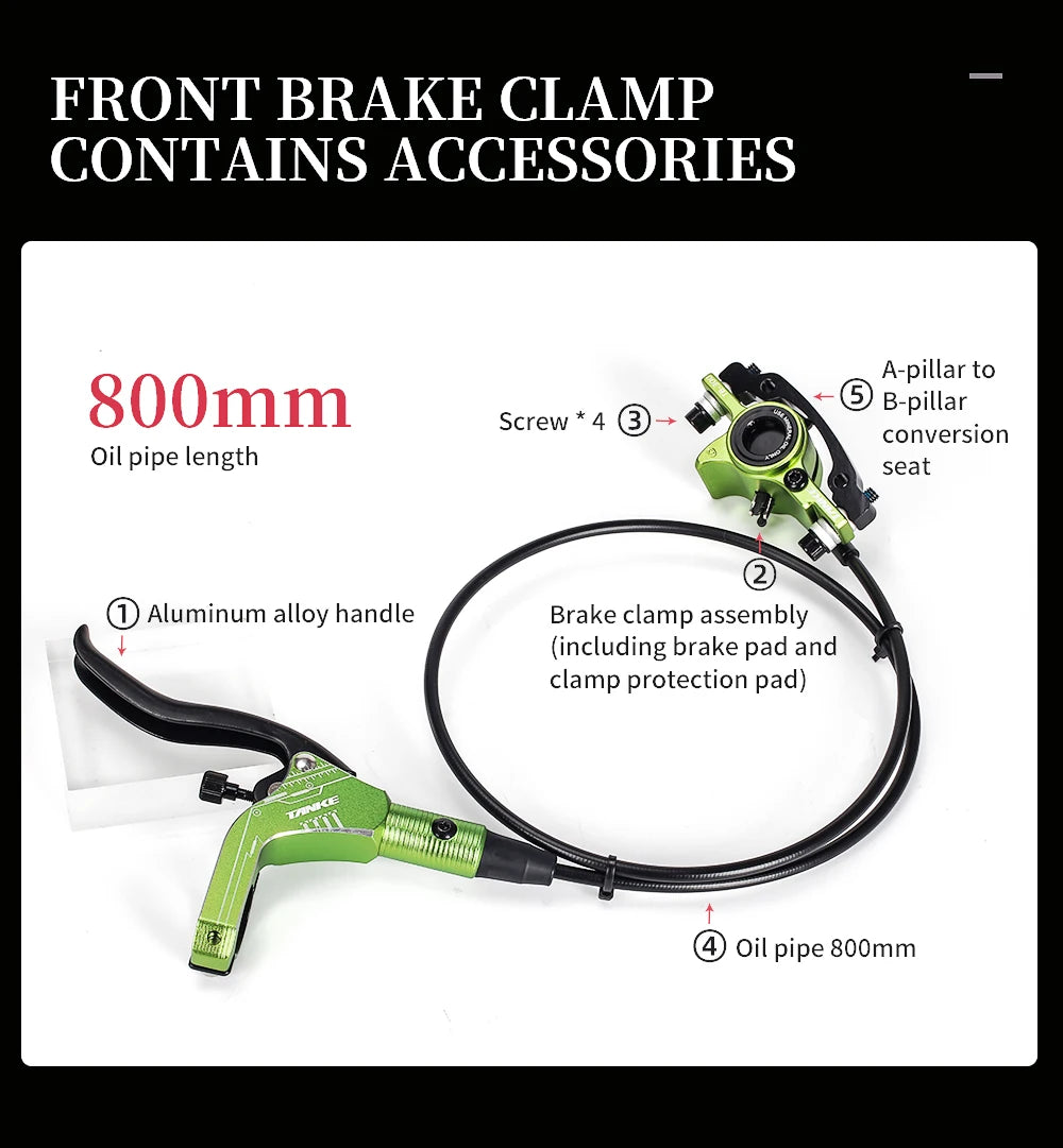 TANKE Mountain Bike Hydraulic Disc Brake Kit with 160mm Rotors, Hydraulic Calipers, Front and Rear Mounts, and 22.2mm Handlebar
