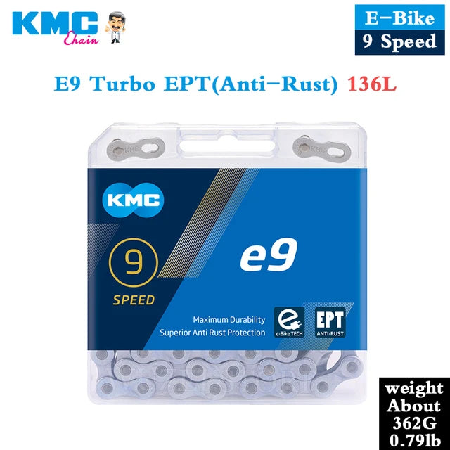 KMC E-BiKE E8 E9 E10 E11 E12 Chain 8 9 10 11 12 Speeds 136 Links Anti-rust Electric Sport Bicycle eBike Chains Original