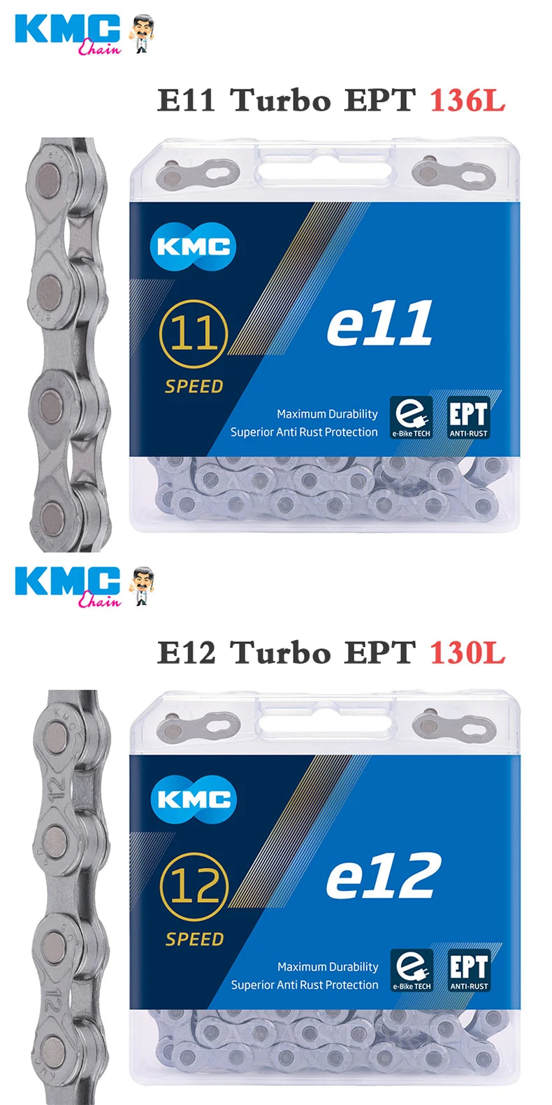 KMC E-BiKE E8 E9 E10 E11 E12 Chain 8 9 10 11 12 Speeds 136 Links Anti-rust Electric Sport Bicycle eBike Chains Original