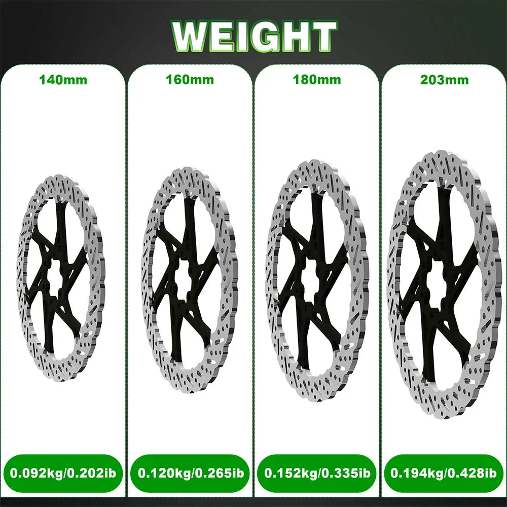 BUCKLOS 140/160/180/203mm Bike Brake Disc Stainless Steel Bicycle Brake Rotors Road MTB Bike Rotor 6-Bolt Cycling Disc