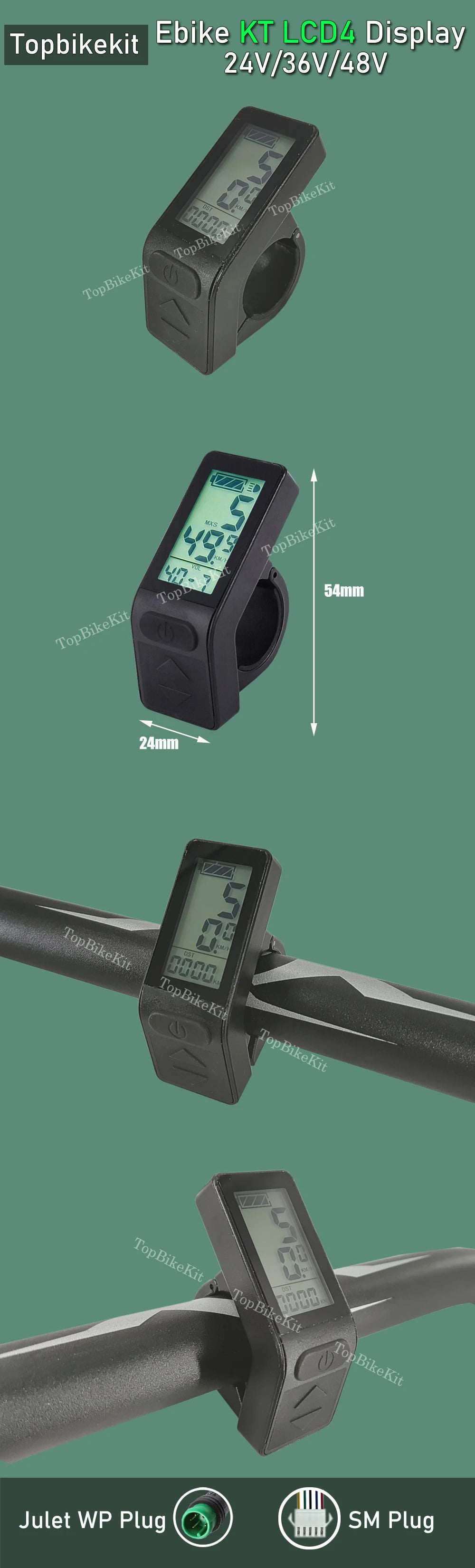 Ebike KT Display LCD8H Meter Display LED890 LED900S LCD3/4/5/8/9/10H/11 LCD Display+Julet 5pins WP Plug /SM Plug