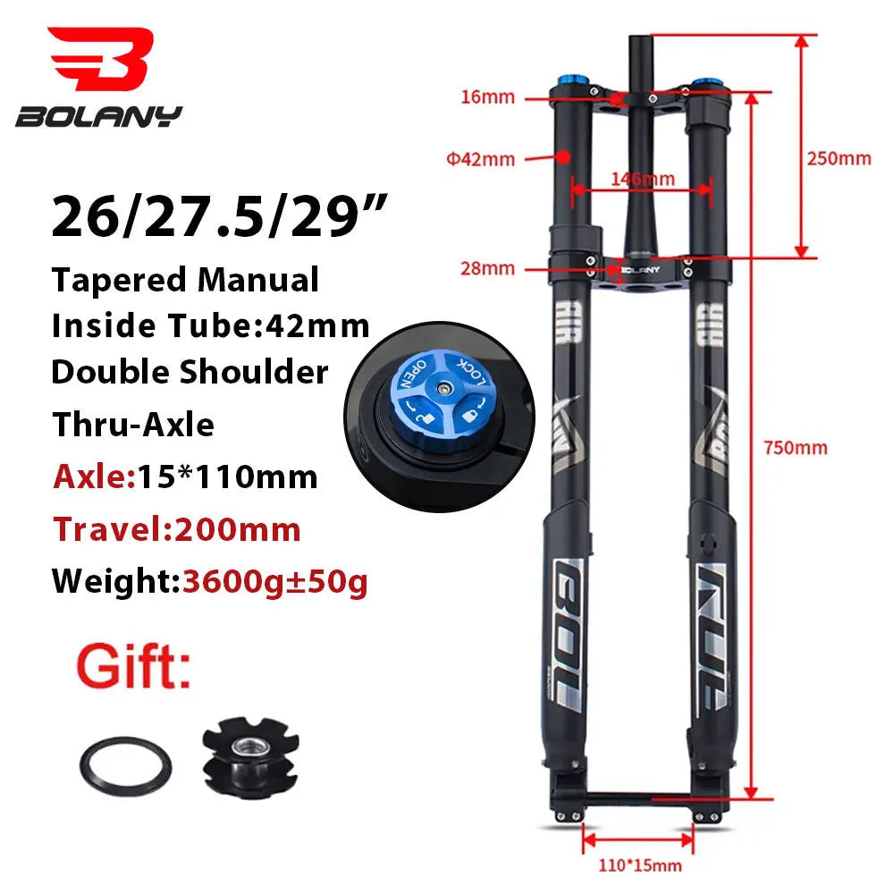 BOLANY Downhill MTB Electric Bike Beach Motorcycle Inverted Fork Shock Absorber 160mm  26 27.5 29 XC AM DH Bicycle Accessories