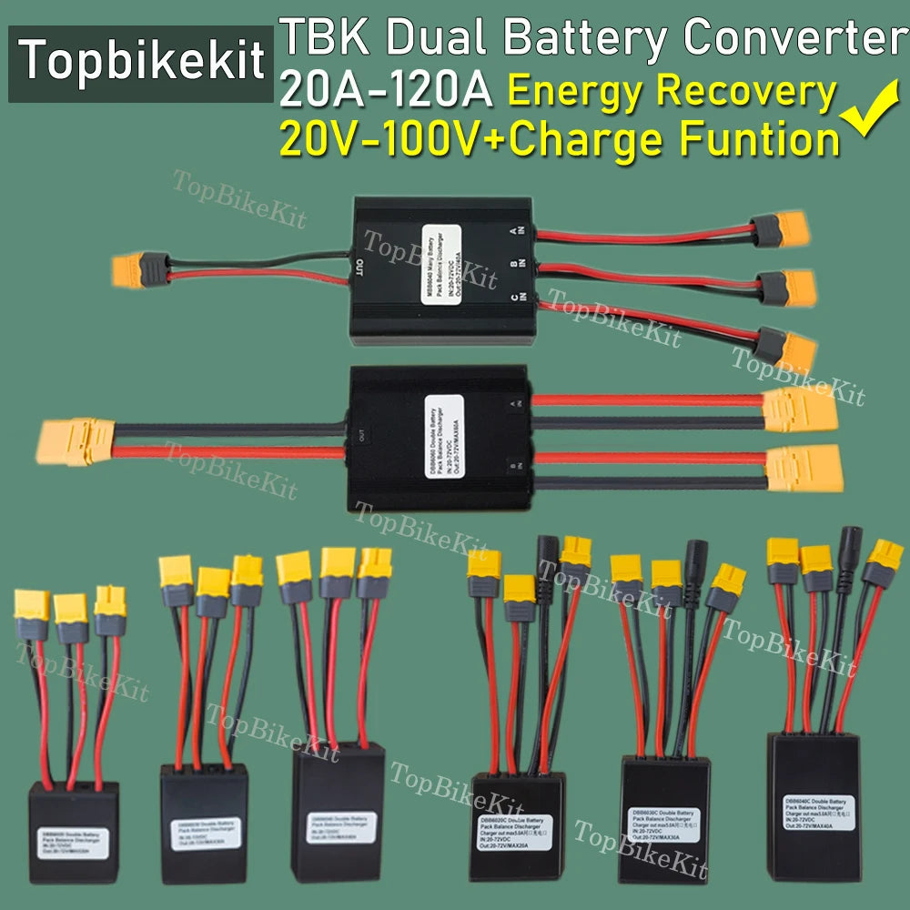 Ebike Dual Battery Discharge Converter Connection Adapter Switcher 20-100V 20A/30/40A/80A/120A Double Battery Balanced Discharge