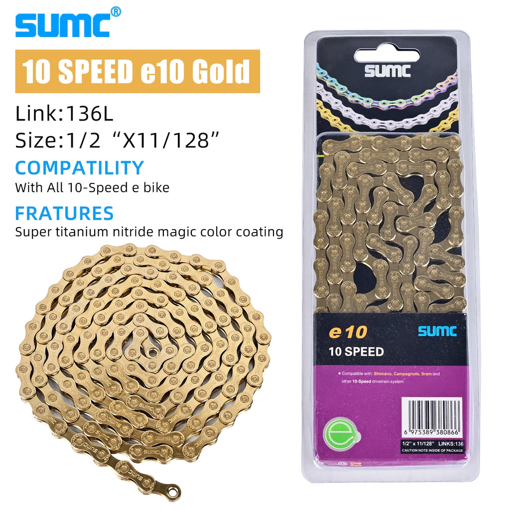 SUMC Bicycle Chain 8/9/10/11/12 Speed 126/136 Links Anti-Rust Coating MTB Road Bike Chain E8 E9 E10 E11 E12