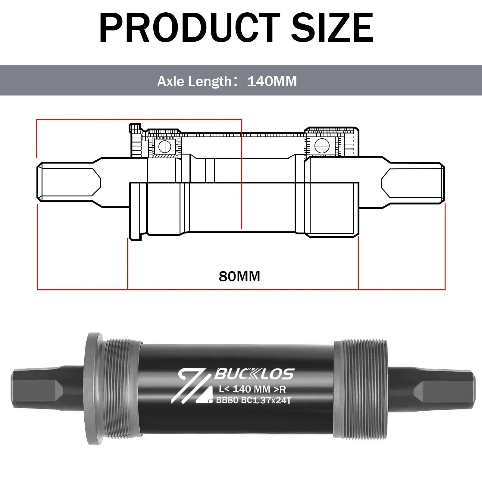 BUCKLOS Bike Bottom Bracket Square Hole Road Mountain Bike E-Bike Crank BB BB68 BB80 BB90 BB100 BB110 BB120 MTB Crankset Parts