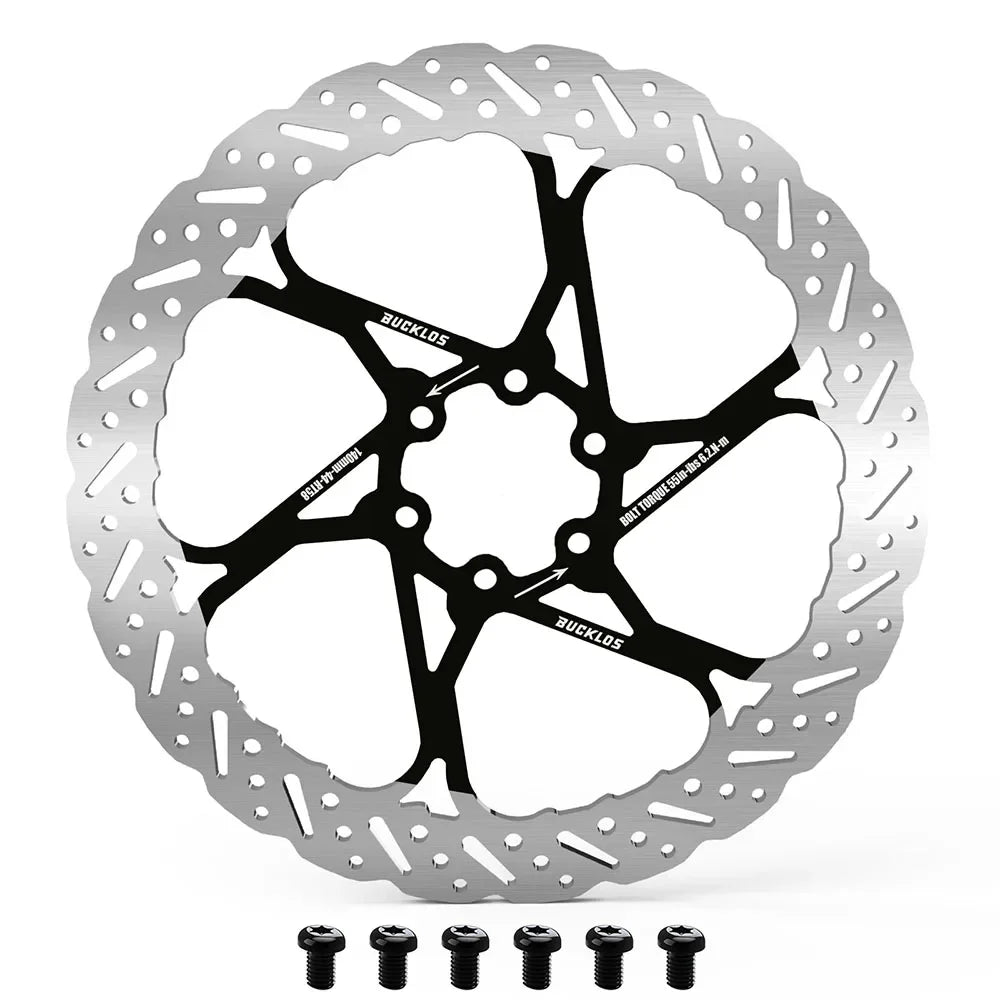 BUCKLOS 140/160/180/203mm Bike Brake Disc Stainless Steel Bicycle Brake Rotors Road MTB Bike Rotor 6-Bolt Cycling Disc