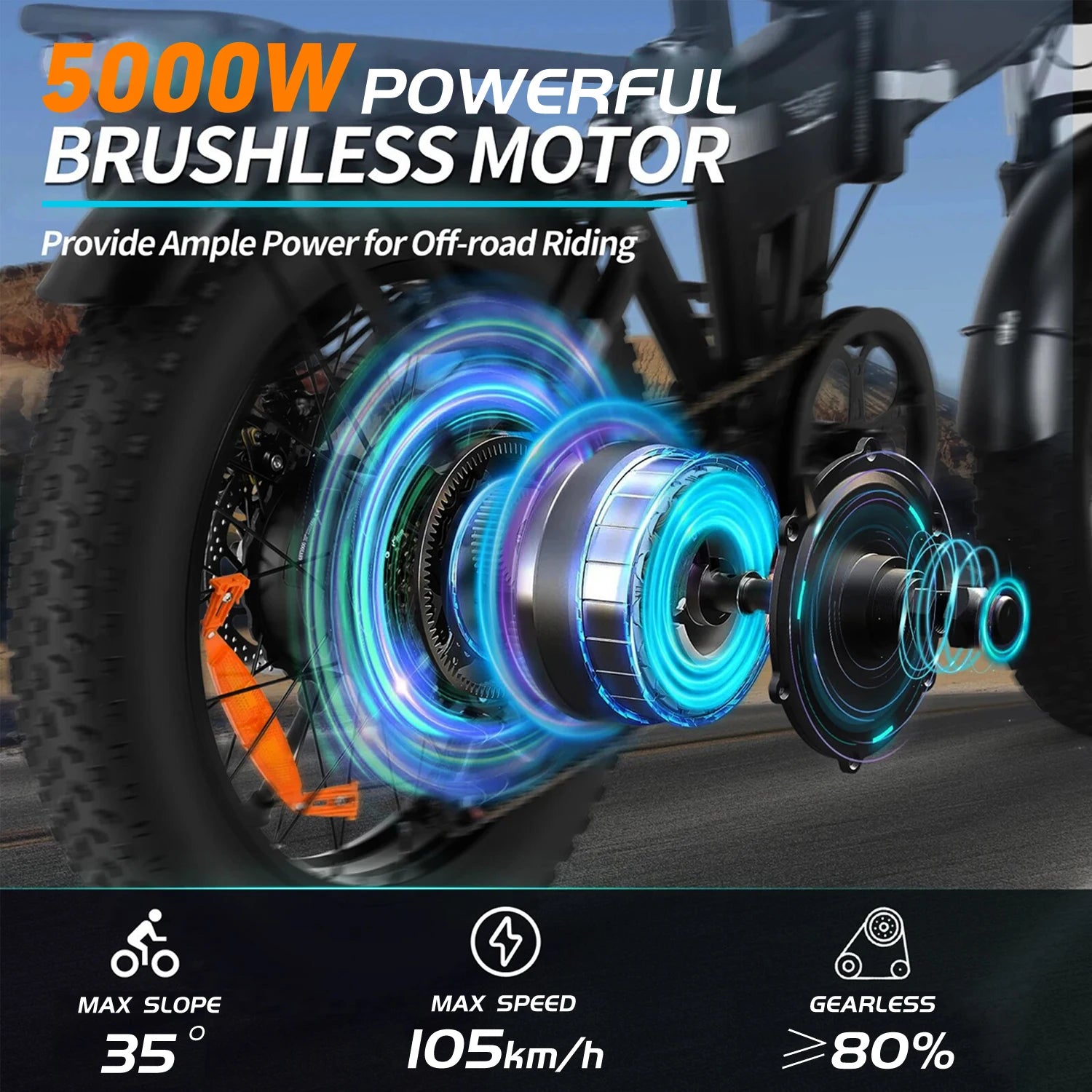 MTX Ebike Conversion Kit 72V 5000W Brushless Rear Rotate Hub Motor Wheel Dropout 150mm for Electric Bike Conversion Kit 27.5inch