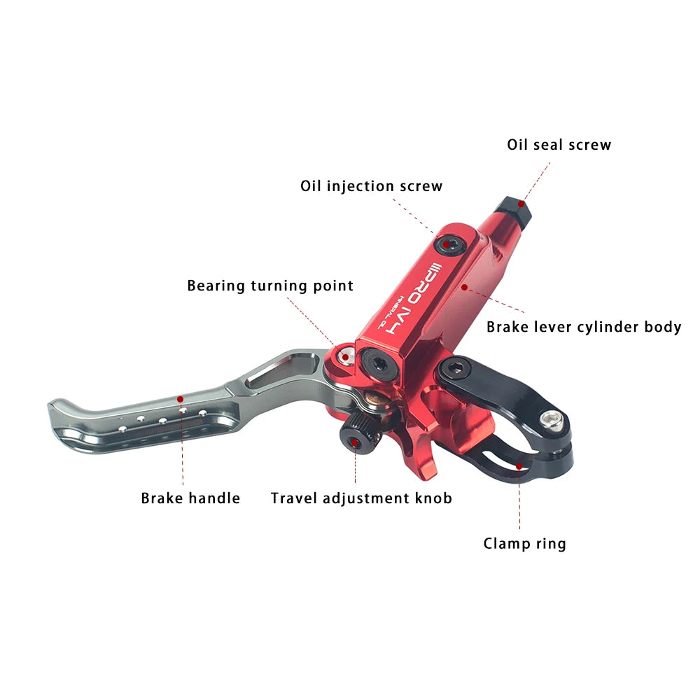 IIIPRO IV4 Hydraulic Disc Brake Set - 4-Piston Front & Rear w/ 800mm/1550mm Hoses - Heat Dissipation Tech for MTB E-Bike Enduro