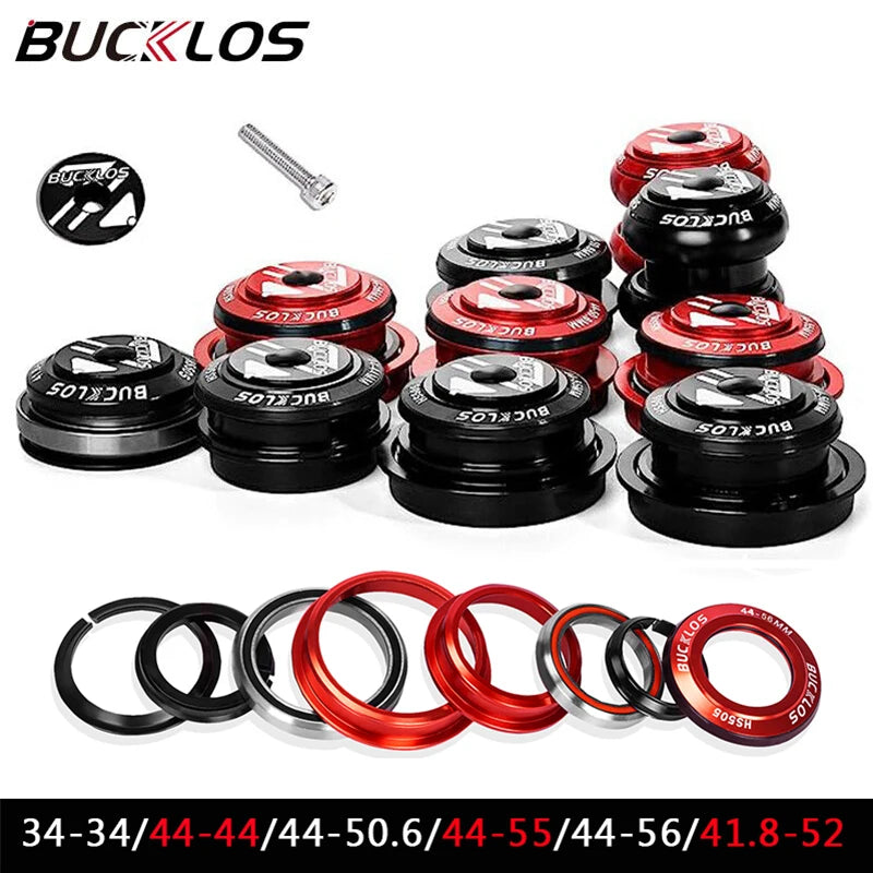 BUCKLOS Bike Headset 1-1/8" Sealed Bearing Aluminum Alloy MTB Bicycle Bowl Set Headset 34/44/50.6/52/55/56mm Fork Cycling Parts