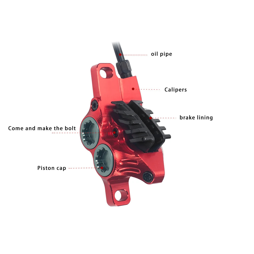 IIIPRO IV4 Hydraulic Disc Brake Set - 4-Piston Front & Rear w/ 800mm/1550mm Hoses - Heat Dissipation Tech for MTB E-Bike Enduro