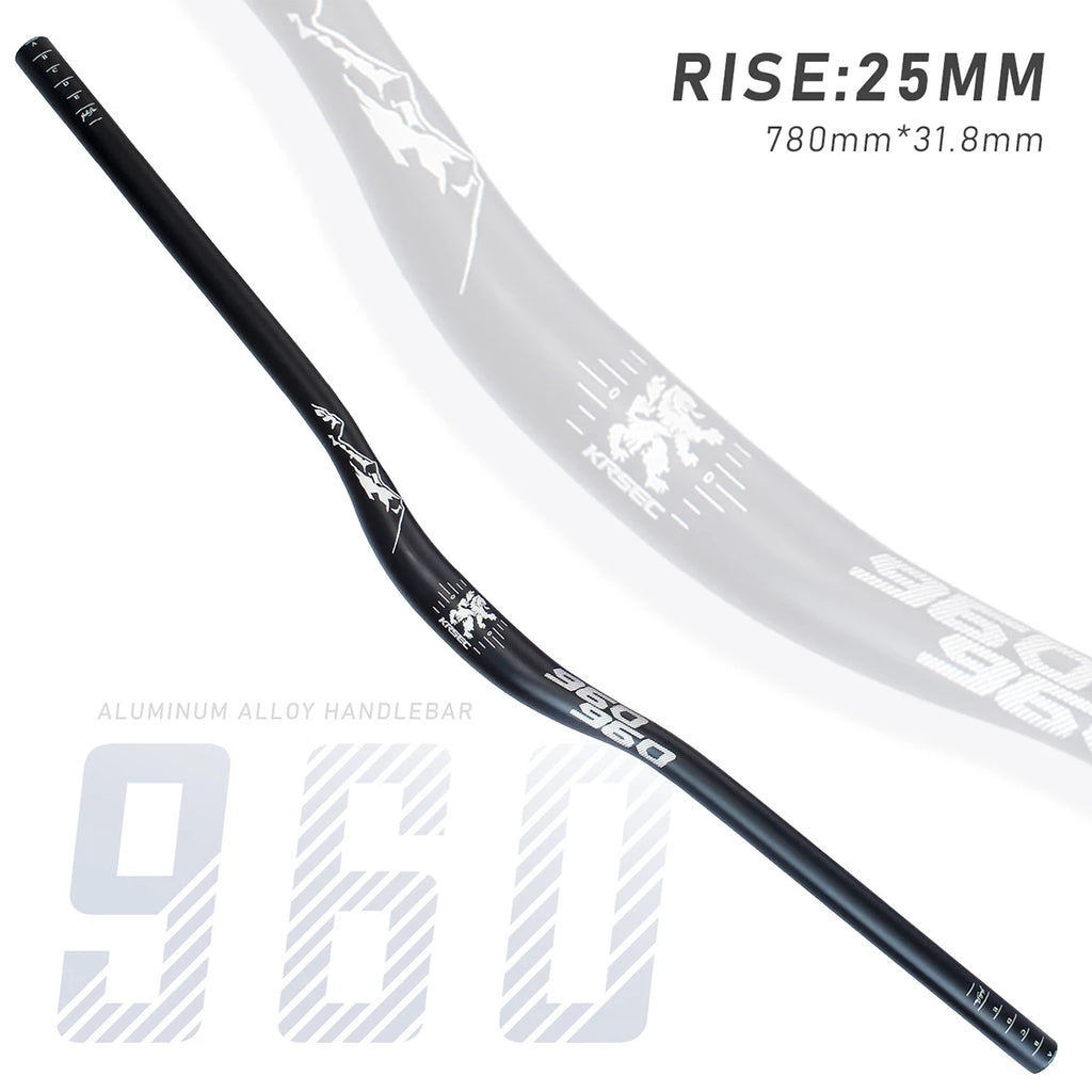 KRSEC31.8MM Mountain Bike Handlebar Aluminum Alloy Bicycle Riser Handlebar 25MM Rise 780MM Length Bicycle MTB Handlebar