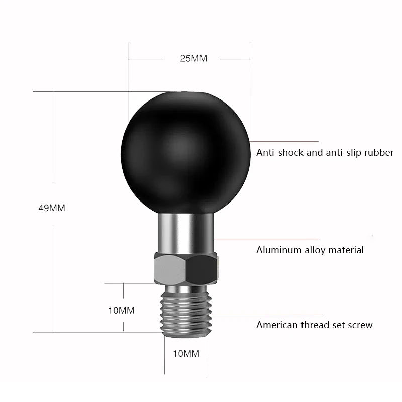 1 inch Ball Head Adapter Mount Base Motorcycle Handlebar Rearview Mirror Bracket for DJI GoPro Insta360 Action Camera Accessory