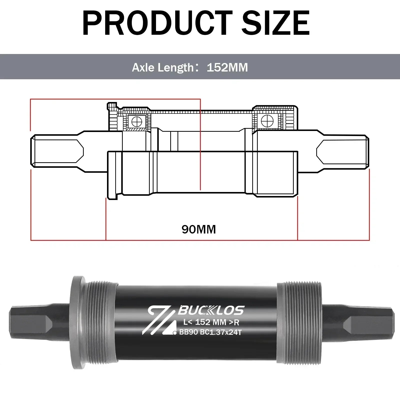 BUCKLOS Bike Bottom Bracket Square Hole Road Mountain Bike E-Bike Crank BB BB68 BB80 BB90 BB100 BB110 BB120 MTB Crankset Parts
