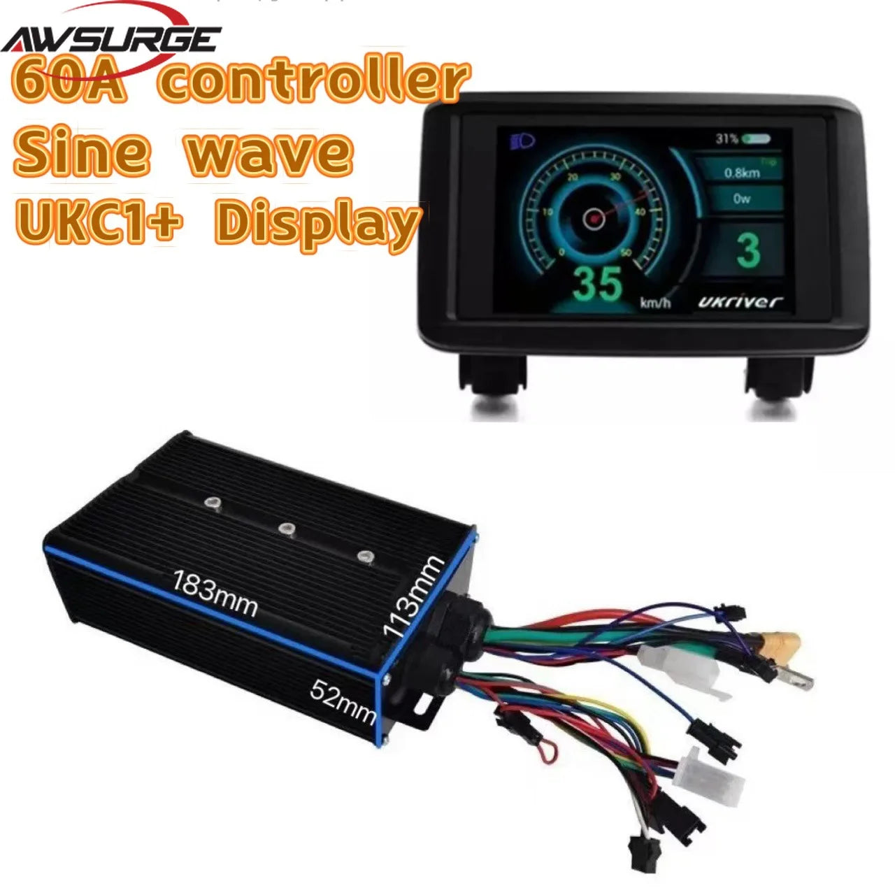3000W 5000W Electric Bicycle Scooter Controller System 48V-72V 60A 80A Dual-mode 18-tube Sine Wave Controller S830 SW900 Display