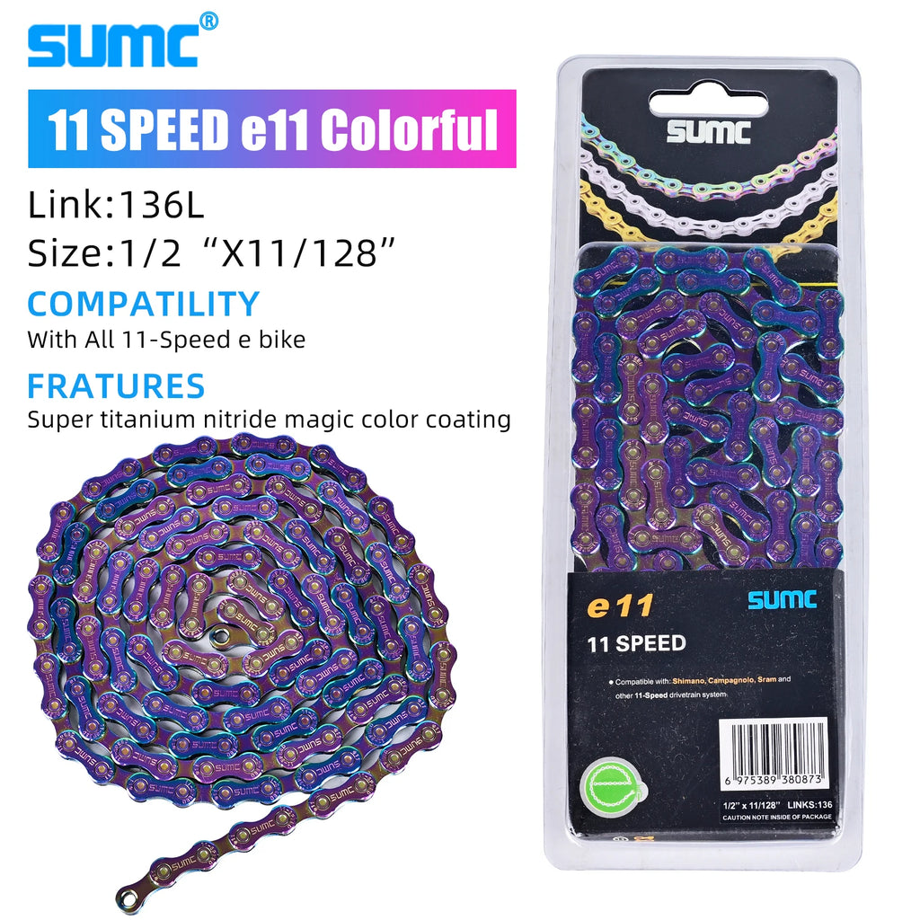 SUMC Bicycle Chain 8/9/10/11/12 Speed 126/136 Links Anti-Rust Coating MTB Road Bike Chain E8 E9 E10 E11 E12