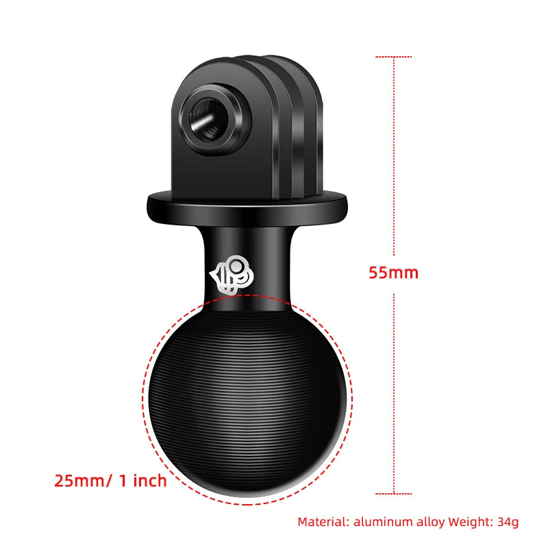 1 inch Ball Head Adapter Mount Base Motorcycle Handlebar Rearview Mirror Bracket for DJI GoPro Insta360 Action Camera Accessory