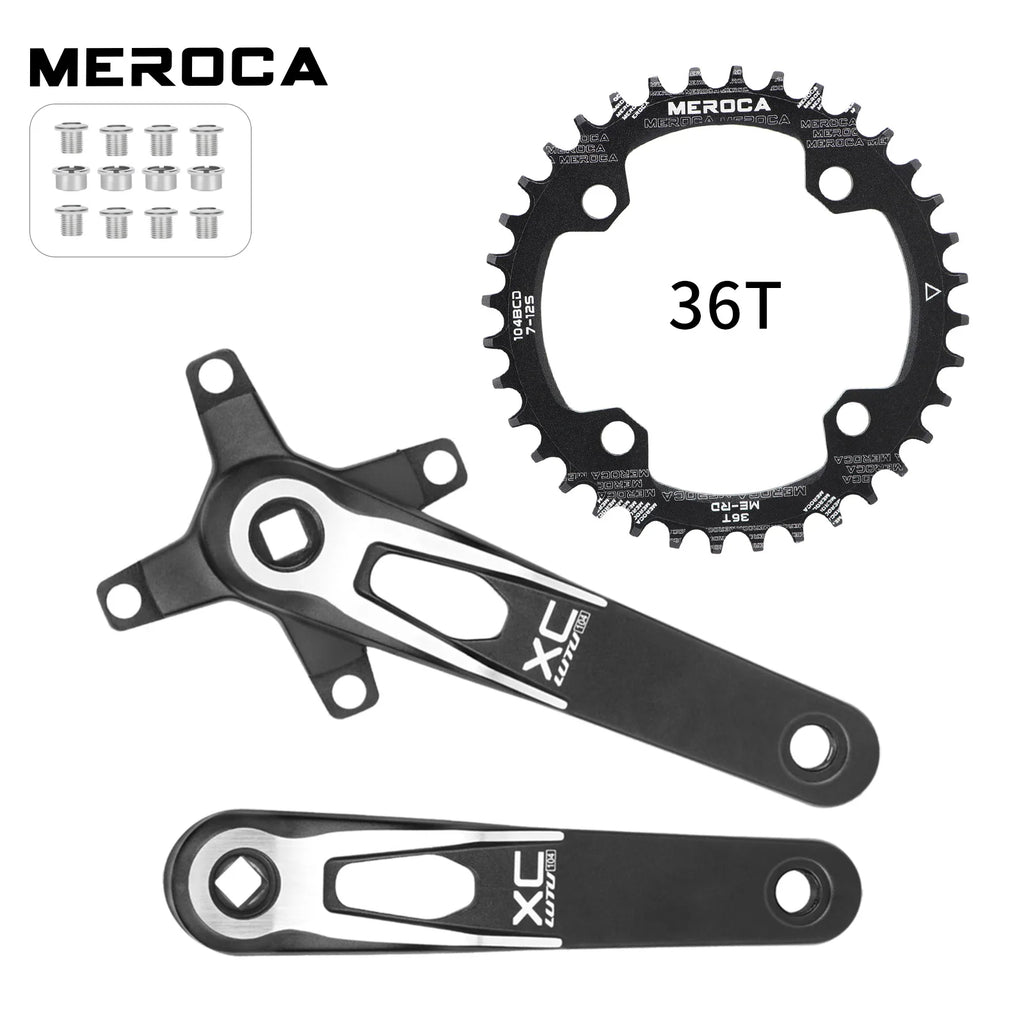 Square taper crank set 104 bcd 24mm bicycle connecting rods 170mm lightweight crank arm Monoplate cranks single speed crankset