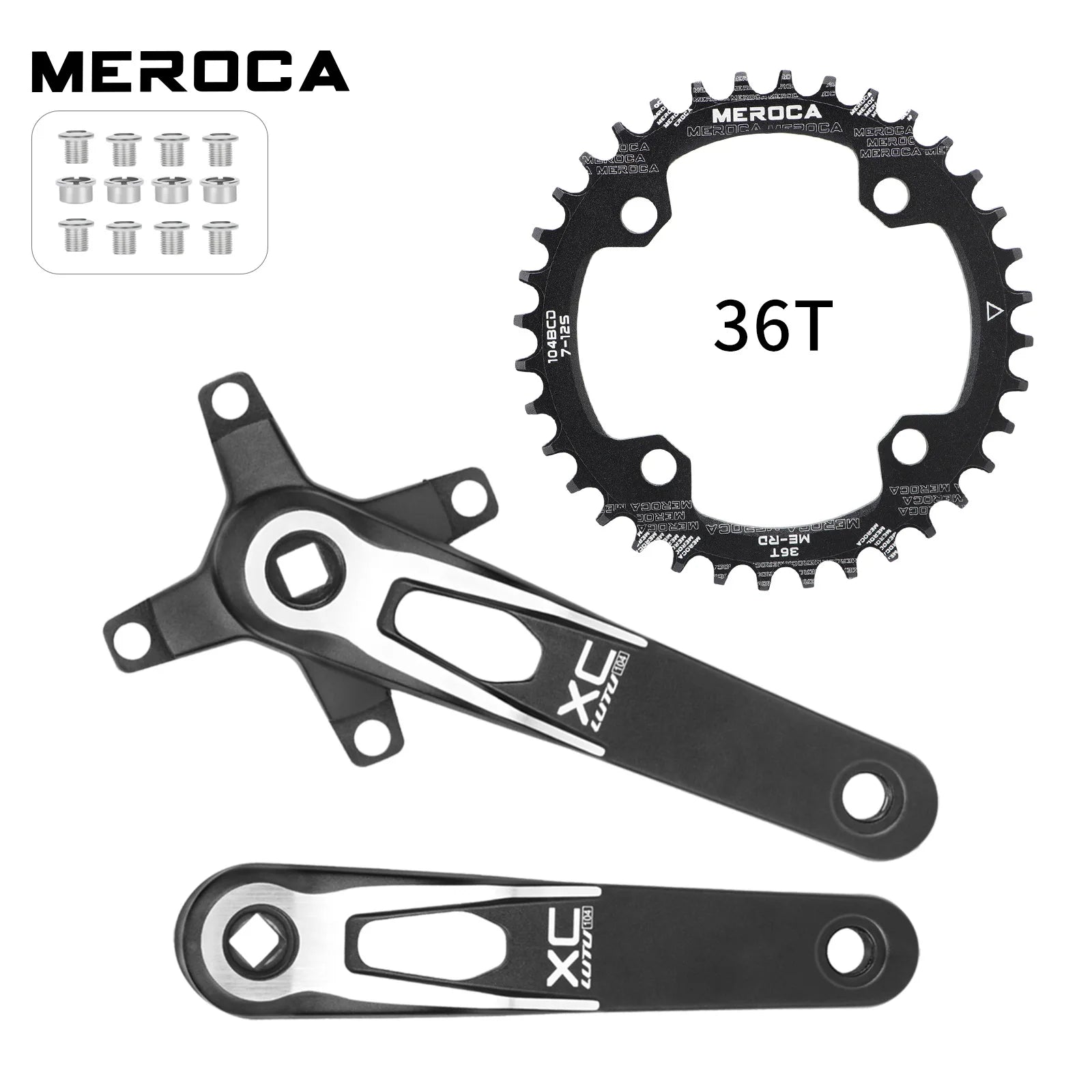 Square taper crank set 104 bcd 24mm bicycle connecting rods 170mm lightweight crank arm Monoplate cranks single speed crankset