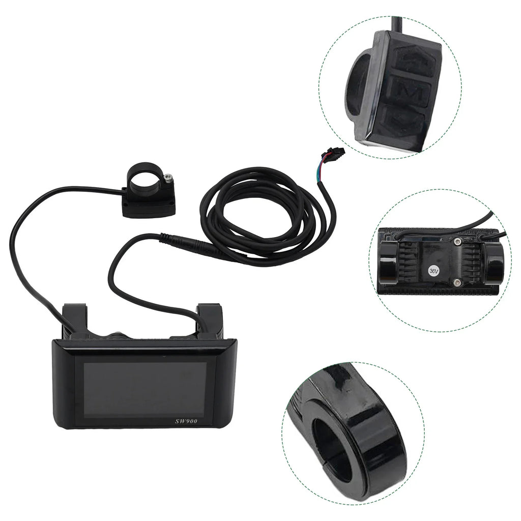 1 Set E-Bike SW900 LCD Colorful Display Control Panel 24-60V Electric Bicycle Scooter 5pin/6pin SM Plug Bicycle Accessories