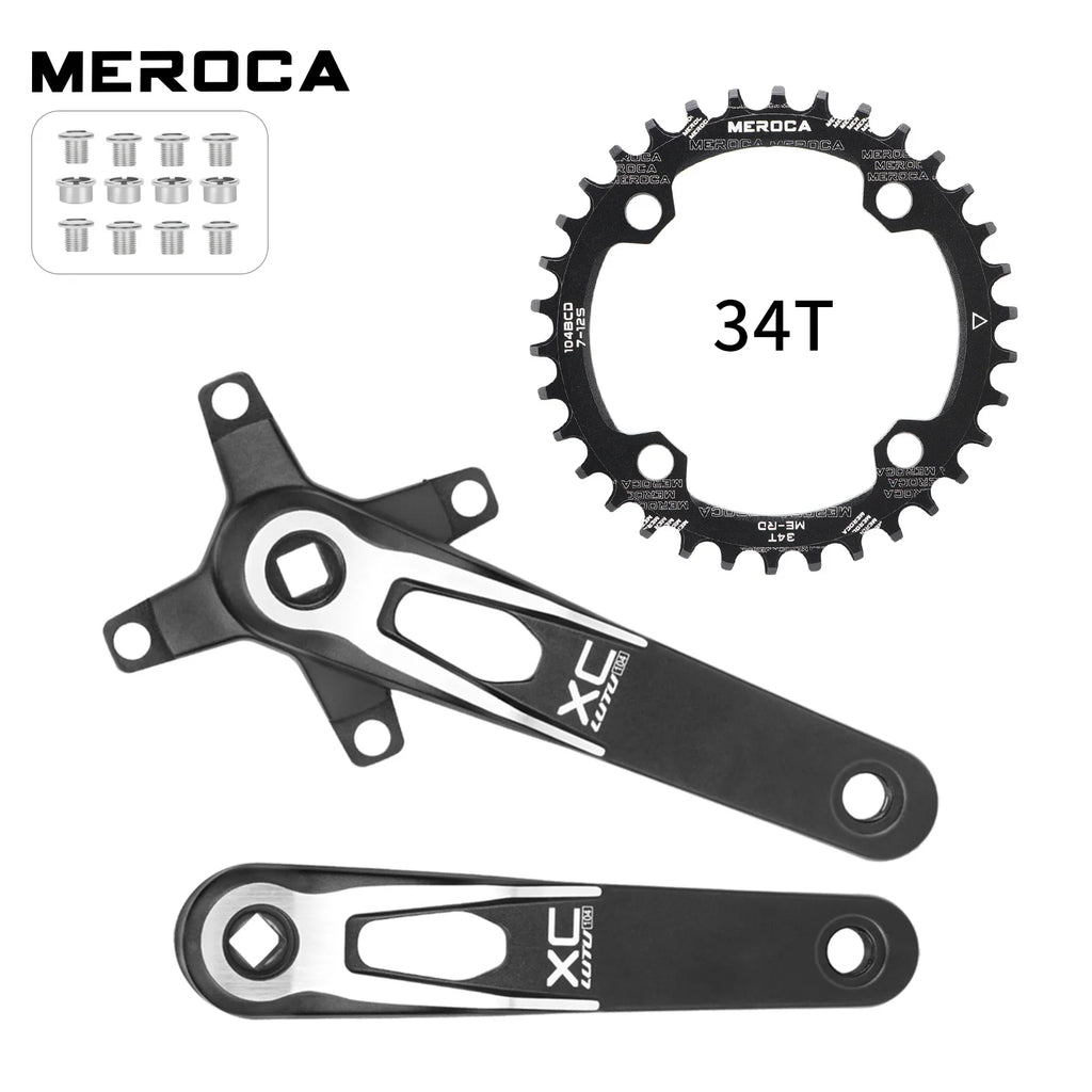 Square taper crank set 104 bcd 24mm bicycle connecting rods 170mm lightweight crank arm Monoplate cranks single speed crankset
