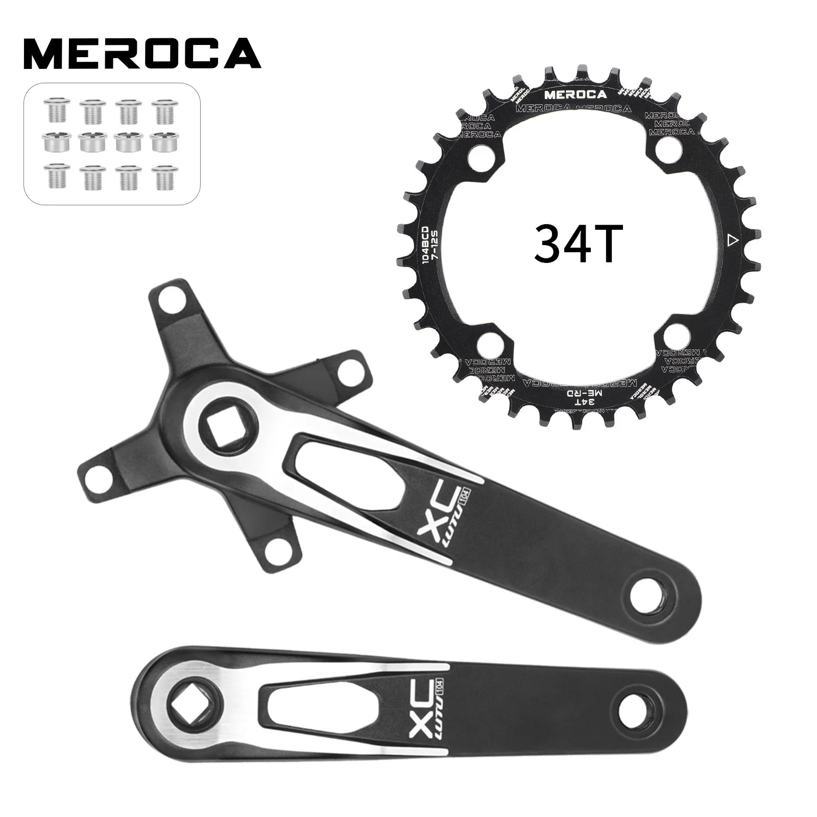 Square taper crank set 104 bcd 24mm bicycle connecting rods 170mm lightweight crank arm Monoplate cranks single speed crankset