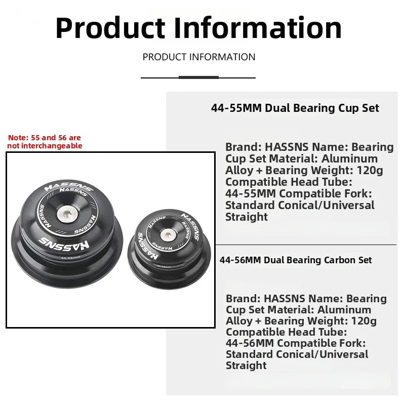 1 1/8 Inch 44mm Integrated MTB Headset Tapered Straight Tube Fork Bicycle Steering Bearing With Top Cap For Mountain Bike