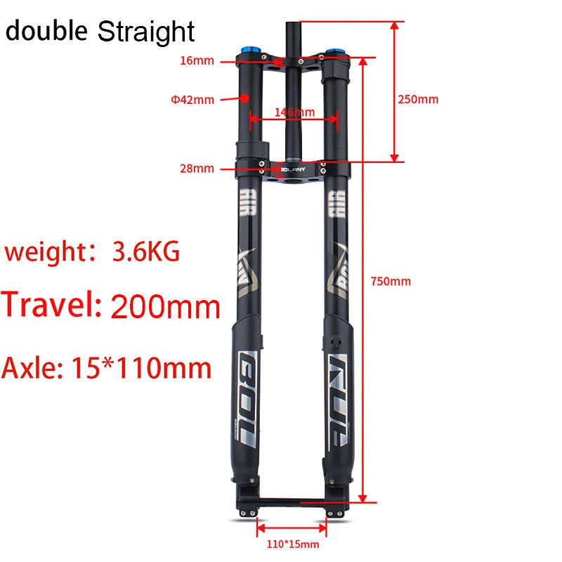 BOLANY Downhill MTB Electric Bike Beach Motorcycle Inverted Fork Shock Absorber 160mm  26 27.5 29 XC AM DH Bicycle Accessories