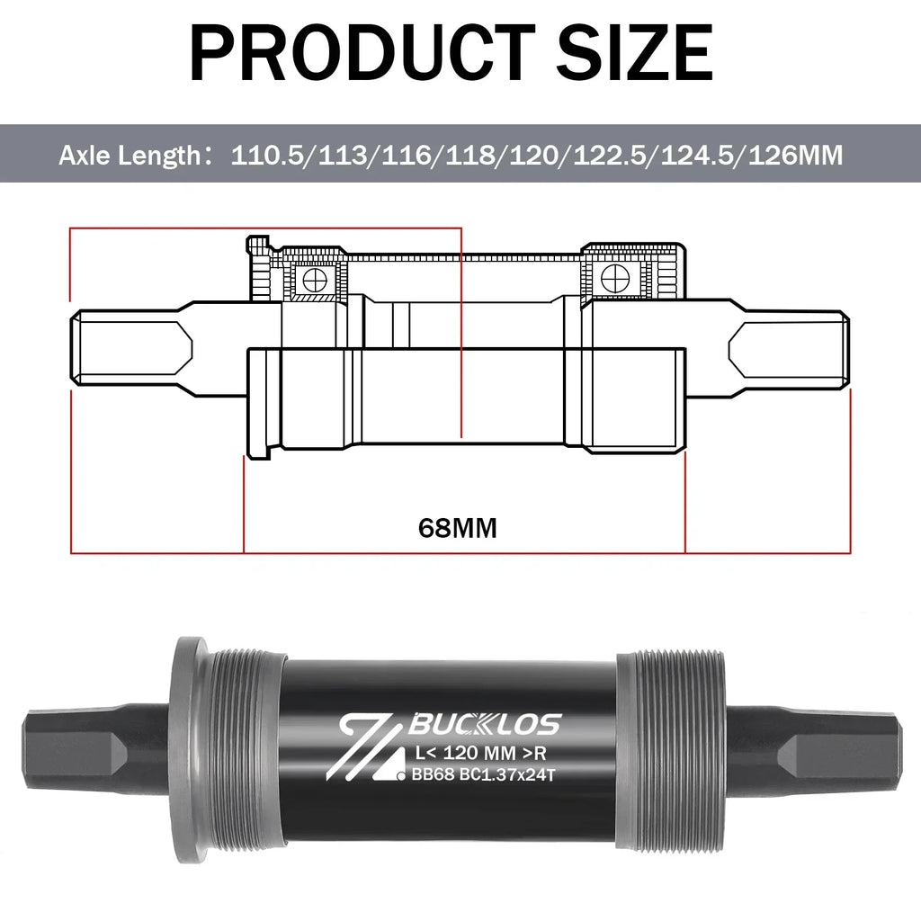 BUCKLOS Bike Bottom Bracket Square Hole Road Mountain Bike E-Bike Crank BB BB68 BB80 BB90 BB100 BB110 BB120 MTB Crankset Parts