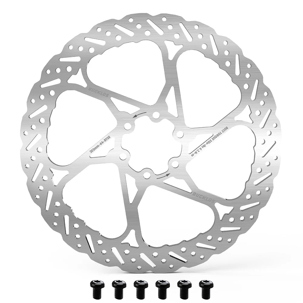 BUCKLOS 140/160/180/203mm Bike Brake Disc Stainless Steel Bicycle Brake Rotors Road MTB Bike Rotor 6-Bolt Cycling Disc
