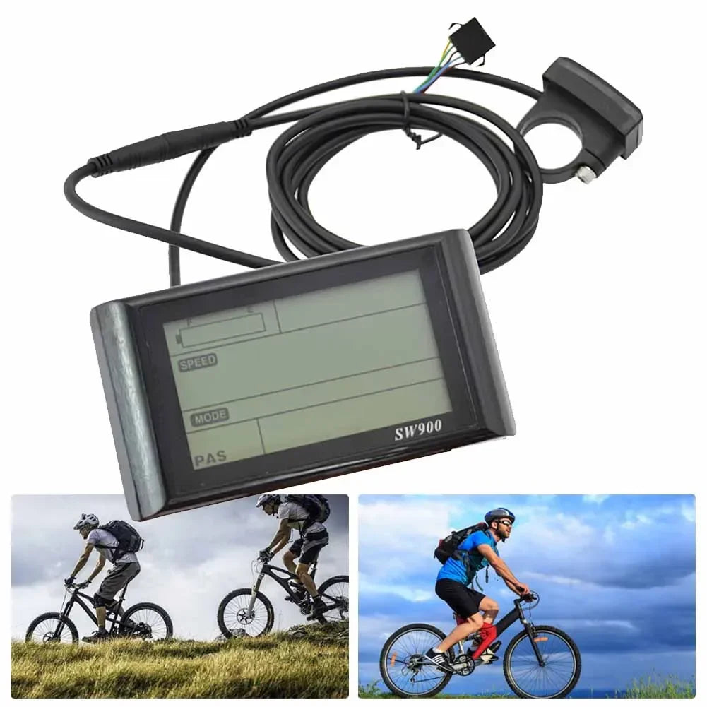 SW900 LCD Display Meter Control Panel 24 36 48V 72V E-Bike Electric Scooter 5 Pins SM Plug Riding Speed Time Power Display