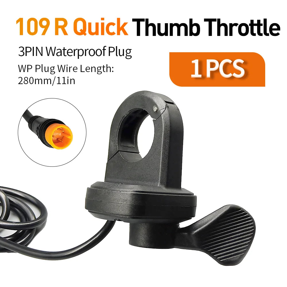 Electric Bike Thumb Throttle 3Pin Male Waterproof Plug Right Hand Throttle for 12V 24V 36V 48V 72V Electric Bicycle Accelerator