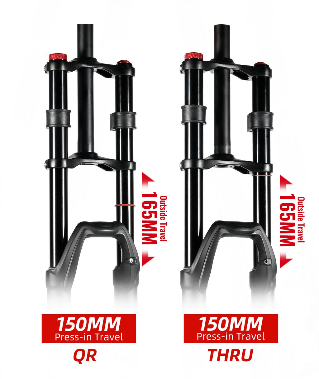NanLio Double Shoulder Snow Front Fork 27.5inch / 29*2.5 inch MTB Fork 150mm Travel Air Supension Bike Fork E-bike Fork 15/9MM