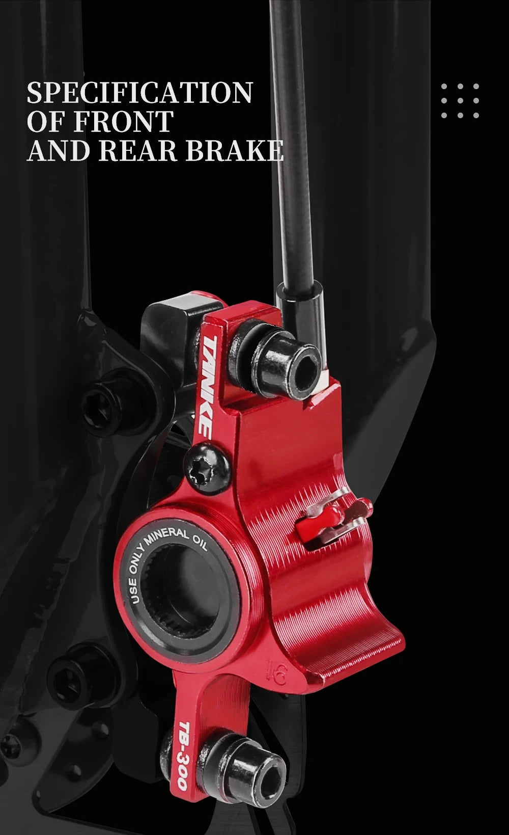 TANKE Mountain Bike Hydraulic Disc Brake Kit with 160mm Rotors, Hydraulic Calipers, Front and Rear Mounts, and 22.2mm Handlebar