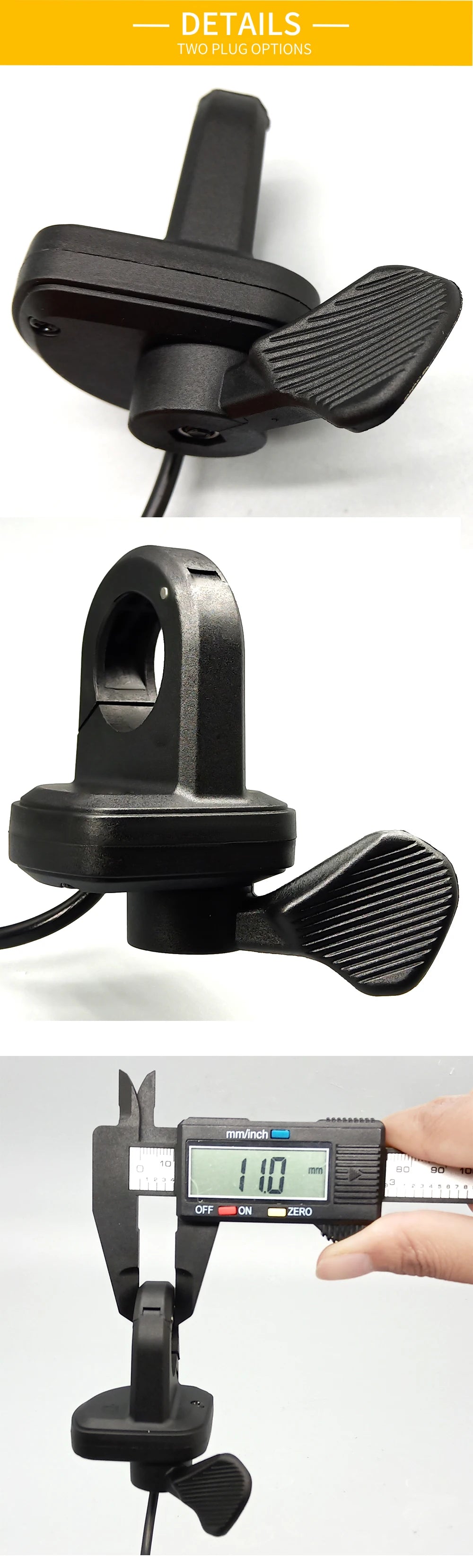 Electric Bike Thumb Throttle 3Pin Male Waterproof Plug Right Hand Throttle for 12V 24V 36V 48V 72V Electric Bicycle Accelerator