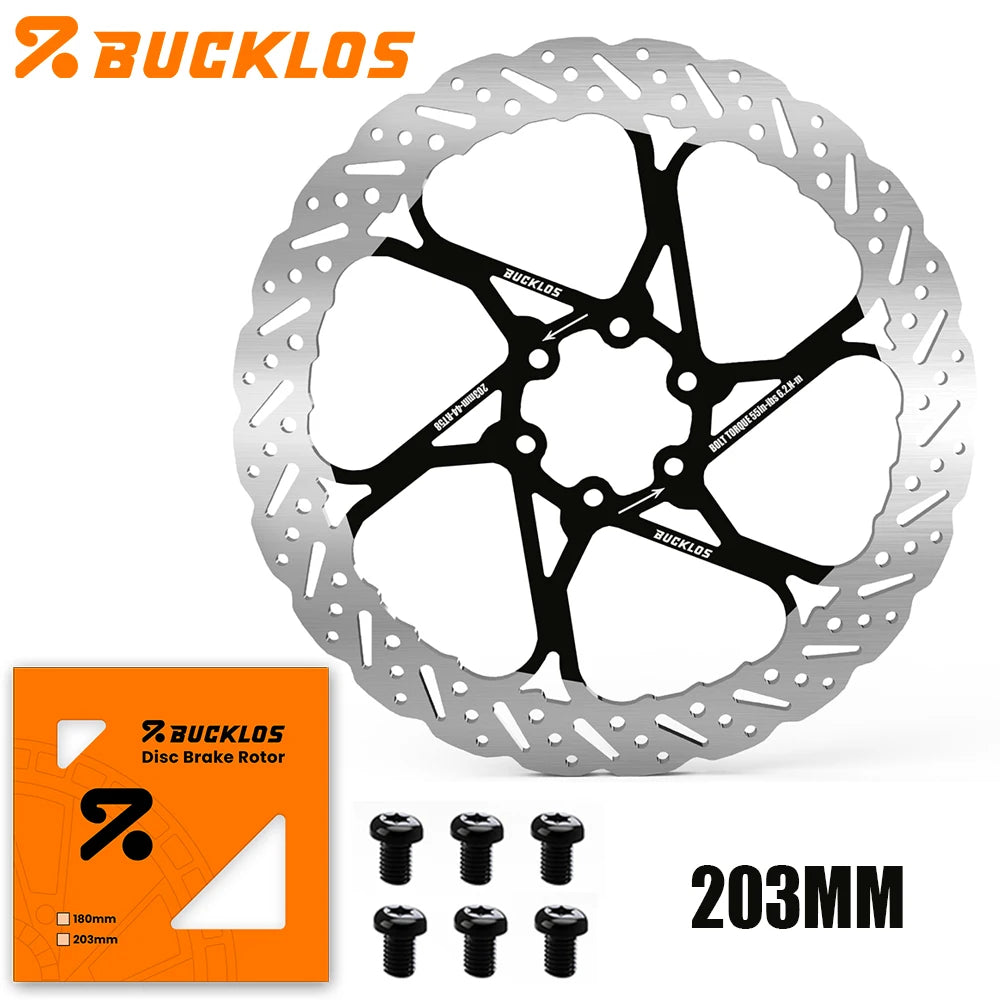 BUCKLOS 140/160/180/203mm Bike Brake Disc Stainless Steel Bicycle Brake Rotors Road MTB Bike Rotor 6-Bolt Cycling Disc