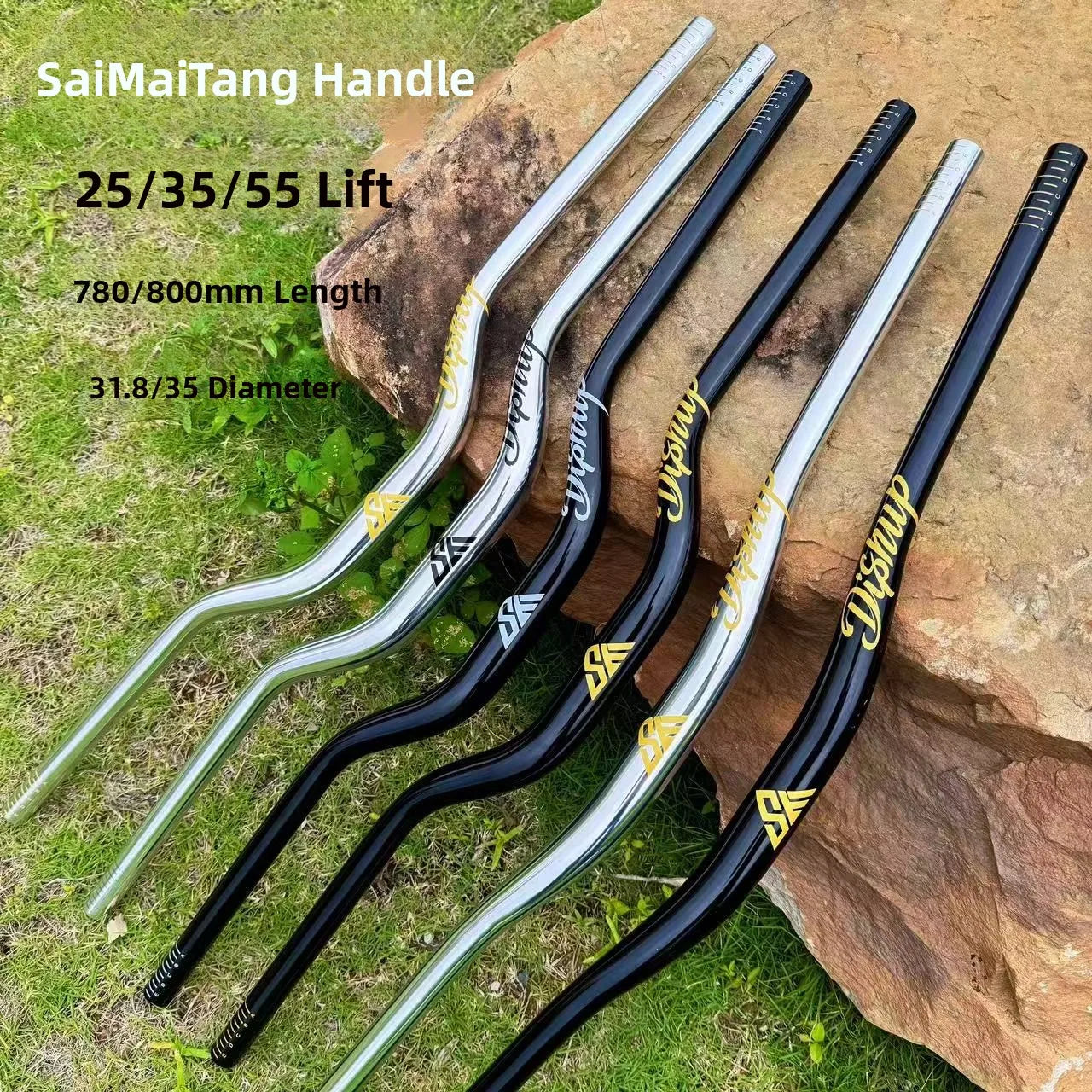 DISRUP 780/800mm Mountain Bike Handlebar, 31.8/35mm Diameter, Aluminum Alloy Handlebar for Downhill Biking and Off-Road Trails