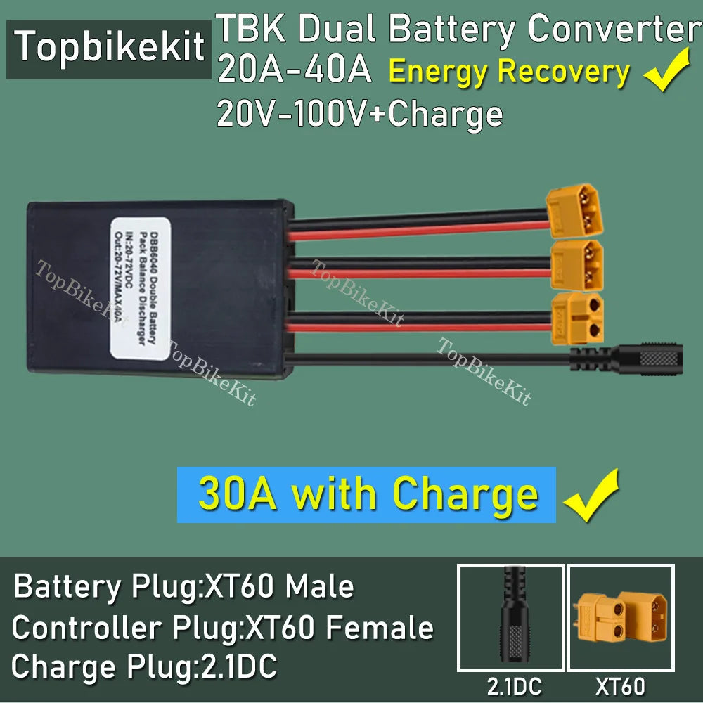 Ebike Dual Battery Discharge Converter Connection Adapter Switcher 20-100V 20A/30/40A/80A/120A Double Battery Balanced Discharge