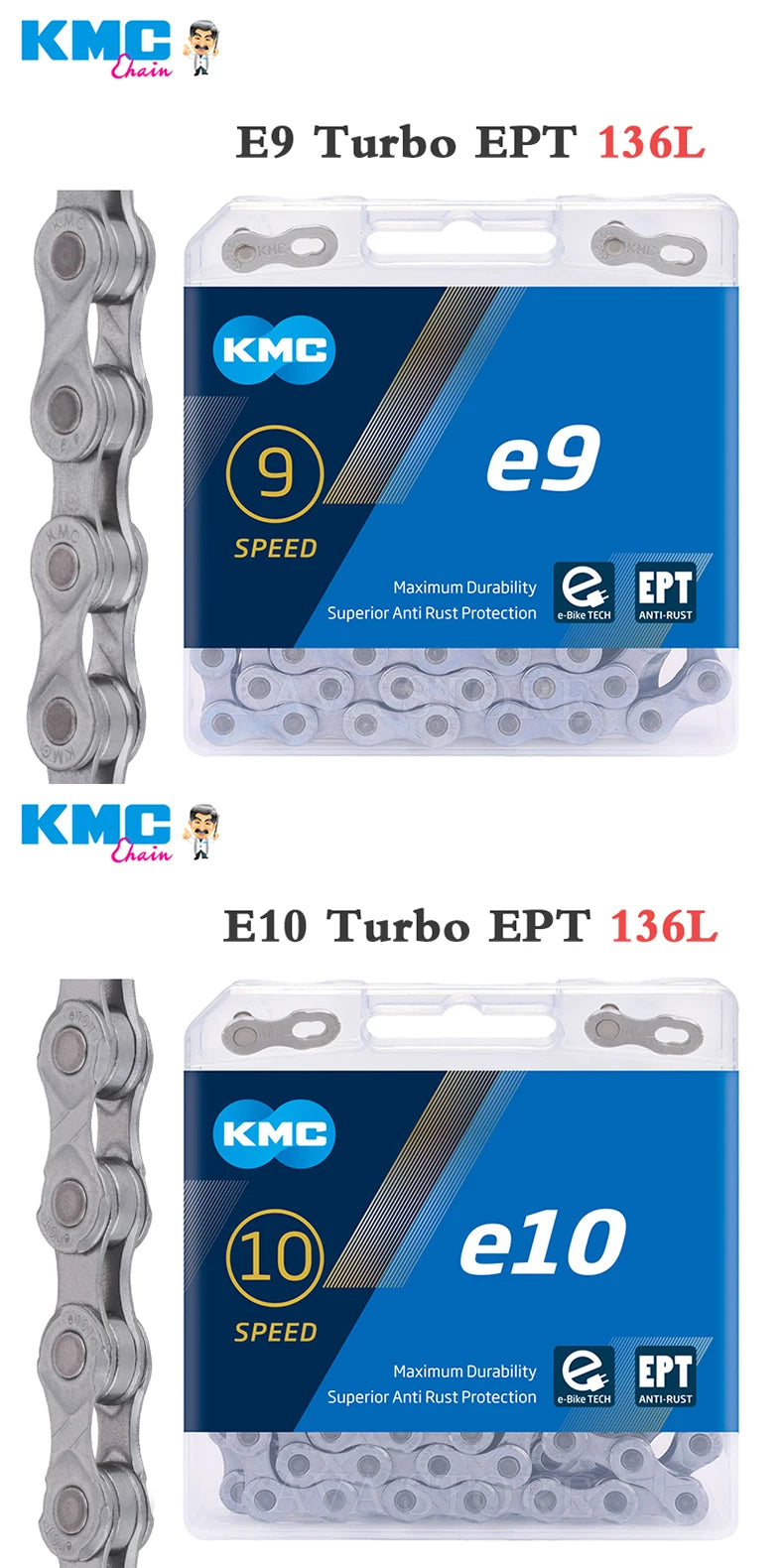 KMC E-BiKE E8 E9 E10 E11 E12 Chain 8 9 10 11 12 Speeds 136 Links Anti-rust Electric Sport Bicycle eBike Chains Original
